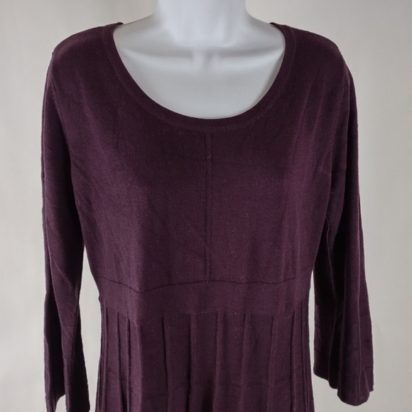Calvin Klein Deep Plum Sweater Dress with Bell Sleeves. - Picture 4 of 9